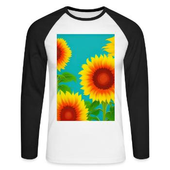 Sunflowers - Unisex Long Sleeve Baseball T-Shirt - white/black - Front - Nik (191cm)
