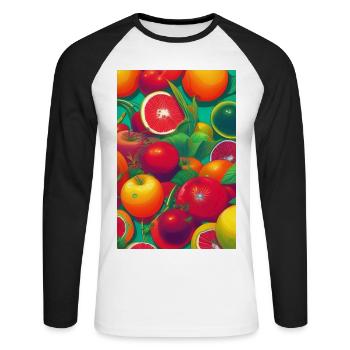 Fruit - T-shirt baseball manches longues Homme - blanc/noir - Devant - Nik (191cm)