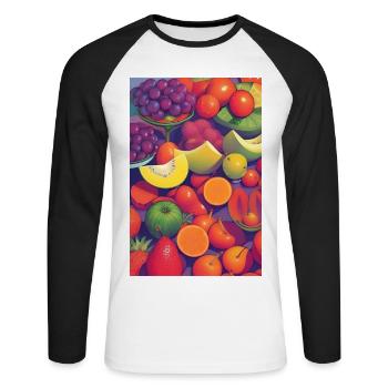 Fruit - T-shirt baseball manches longues Homme - blanc/noir - Devant - Nik (191cm)