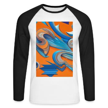 Art abstrait - T-shirt baseball manches longues Homme - blanc/noir - Devant - Nik (191cm)