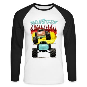 Monster trucks-off road - Unisex Long Sleeve Baseball T-Shirt - white/black - Front - Nik (191cm)