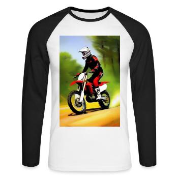 Motocross Riding - Unisex Long Sleeve Baseball T-Shirt - white/black - Front - Nik (191cm)