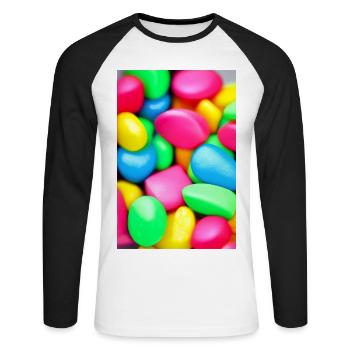Bonbons - T-shirt baseball manches longues Homme - blanc/noir - Devant - Nik (191cm)