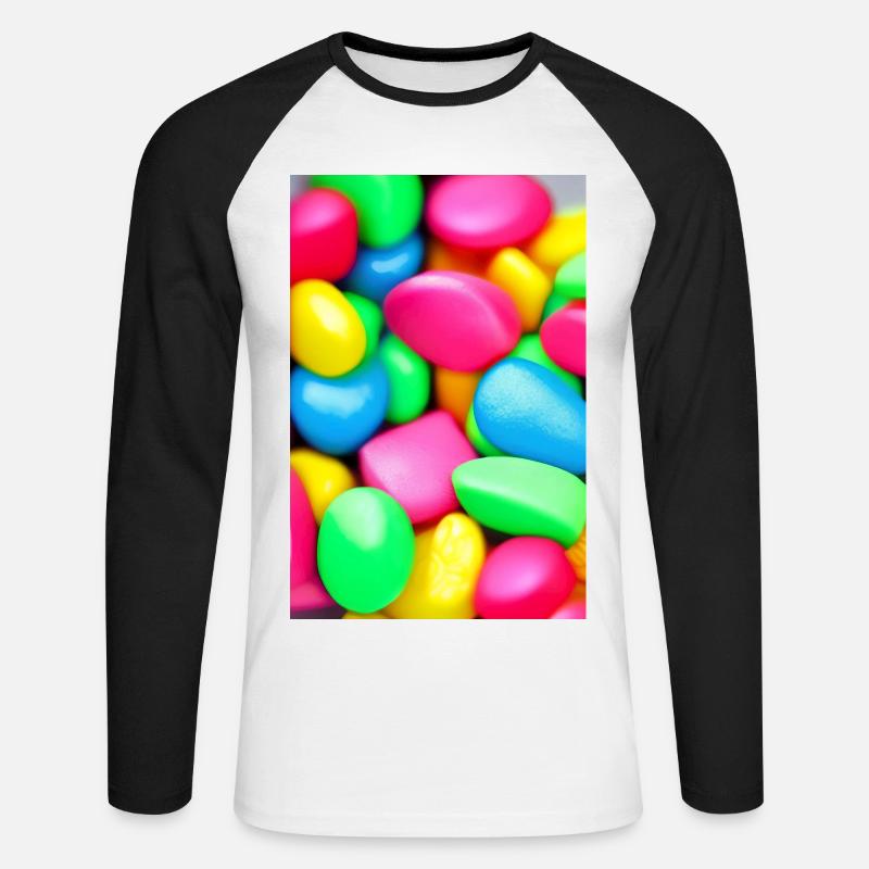Bonbons - Unisex Baseballshirt langarm - Weiß/Schwarz