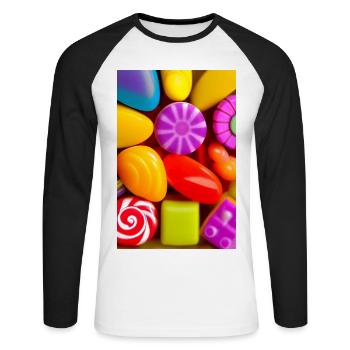 Bonbons - T-shirt baseball manches longues Homme - blanc/noir - Devant - Nik (191cm)