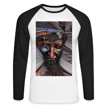 Art abstrait - T-shirt baseball manches longues Homme - blanc/noir - Devant - Nik (191cm)