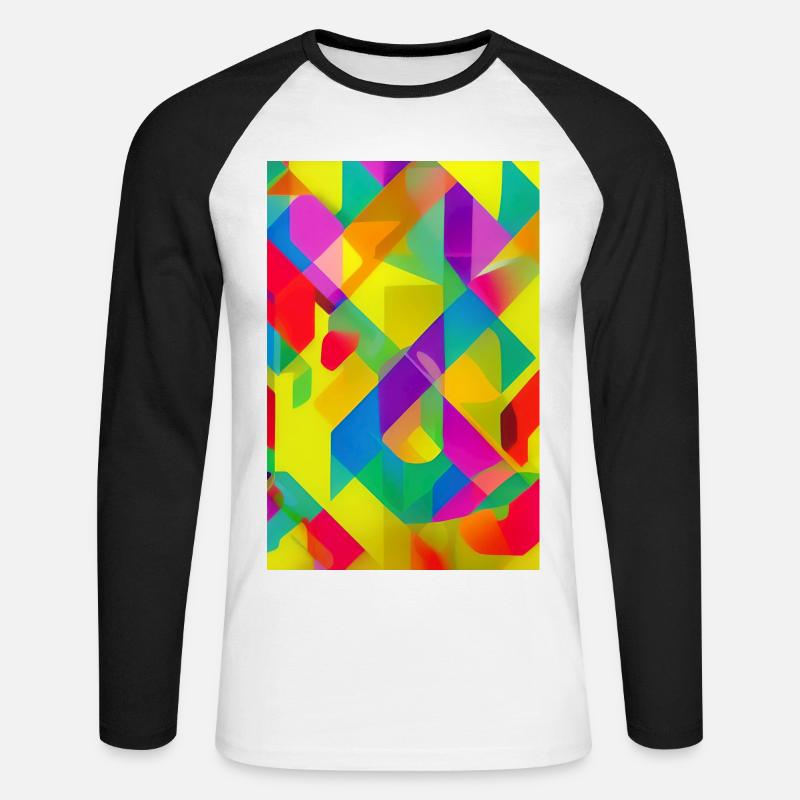 Retro Muster Bunt - Unisex Baseballshirt langarm - Weiß/Schwarz
