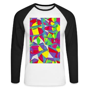 Retro Muster Bunt - Unisex Baseballshirt langarm - Weiß/Schwarz - Vorne - Nik (191cm)