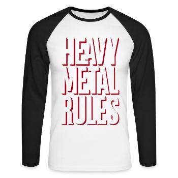 Heavy Metal Rules - Unisex Baseballshirt langarm - Weiß/Schwarz - Vorne - Nik (191cm)