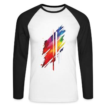 Subtil et cool Dripping Pride drapeau arc en ciel Design - T-shirt baseball manches longues Homme - blanc/noir - Devant - Nik (191cm)