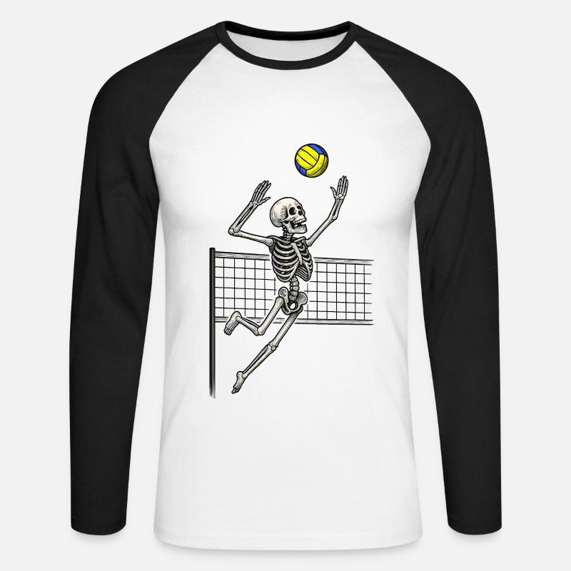 Pallavolo scheletro spike - Maglia da baseball a manica lunga da uomo - bianco/nero