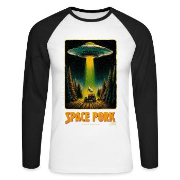 Space Pork - Unisex Long Sleeve Baseball T-Shirt - white/black - Front - Nik (191cm)
