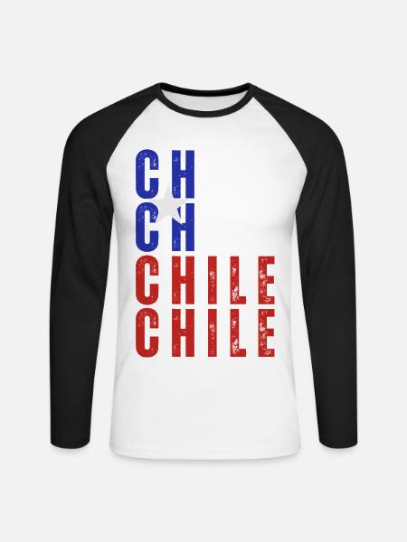 Chilenischer Stolz, ich liebe Chile - Unisex Baseballshirt langarm - Weiß/Schwarz