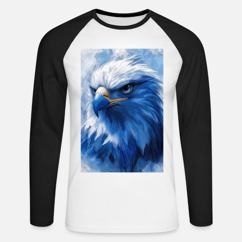 Illustration eines Adlers - Unisex Baseballshirt langarm - Weiß/Schwarz