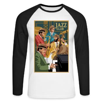 Jazz Club - Unisex Long Sleeve Baseball T-Shirt - white/black - Front - Nik (191cm)