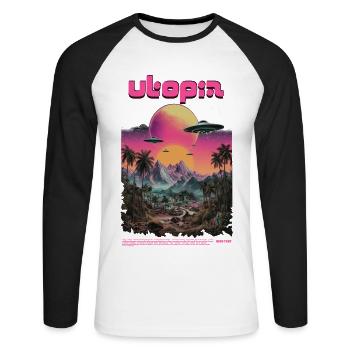 Utopian Neon - Unisex Long Sleeve Baseball T-Shirt - white/black - Front - Nik (191cm)