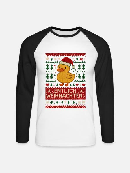 Ugly Christmas Entlich Weihnachten - Unisex Baseballshirt langarm - Weiß/Schwarz