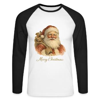 Joyeux Noël Père Noël - T-shirt baseball manches longues Homme - blanc/noir - Devant - Nik (191cm)