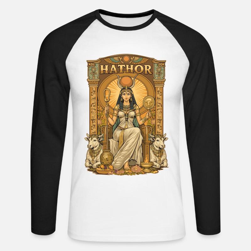 Thron von HATHOR - Unisex Baseballshirt langarm - Weiß/Schwarz