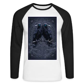 huginn muninn Zwillingsraben keltisches Ornament - Unisex Baseballshirt langarm - Weiß/Schwarz - Vorne - Nik (191cm)