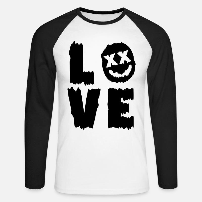 L O V E - Unisex Baseballshirt langarm - Weiß/Schwarz