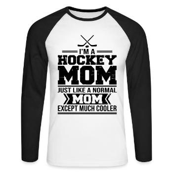 I m a Hockey Mom - Unisex Baseballshirt langarm - Weiß/Schwarz - Vorne - Nik (191cm)