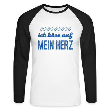mein Herz kennt den Weg - Unisex Baseballshirt langarm - Weiß/Schwarz - Vorne - Nik (191cm)