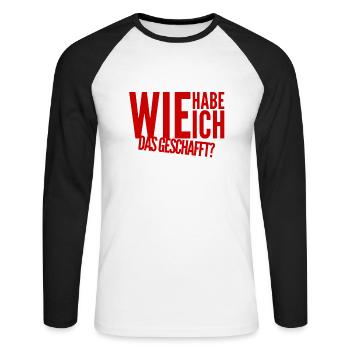 es ist geschafft - Unisex Baseballshirt langarm - Weiß/Schwarz - Vorne - Nik (191cm)