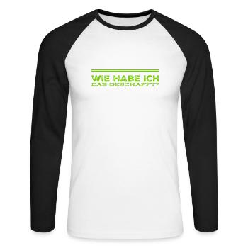 geschafft - Unisex Baseballshirt langarm - Weiß/Schwarz - Vorne - Nik (191cm)