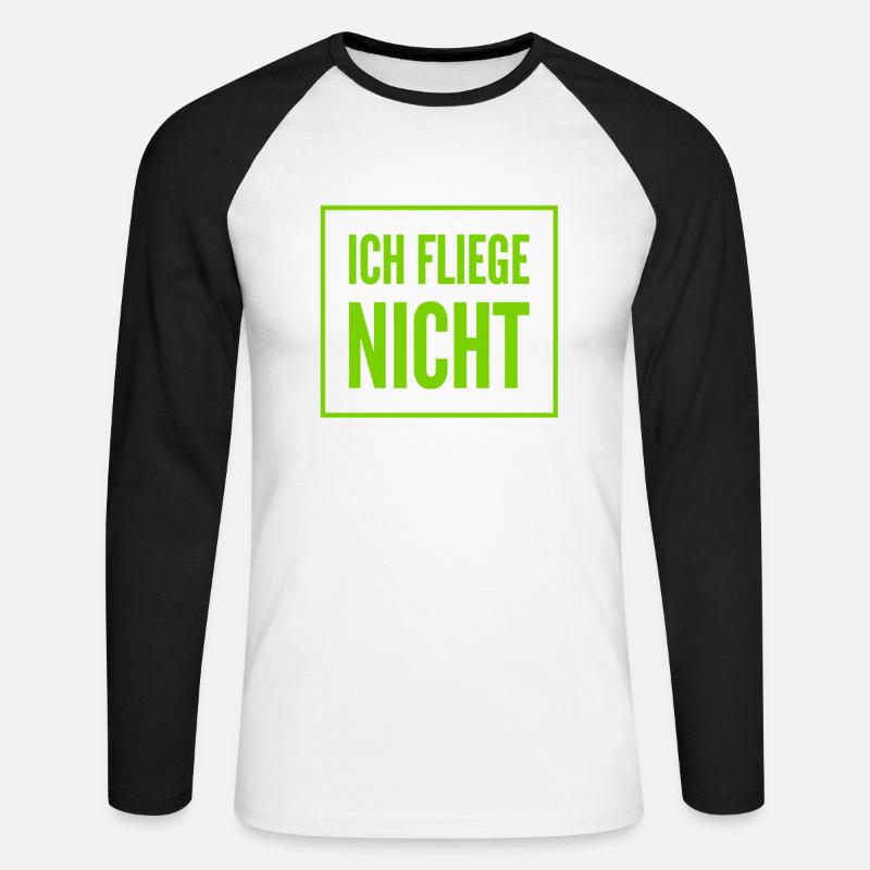 ich habe Flugangst - Unisex Baseballshirt langarm - Weiß/Schwarz