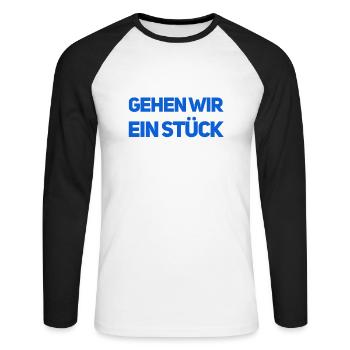 Lust auf einen Spaziergang? - Unisex Baseballshirt langarm - Weiß/Schwarz - Vorne - Nik (191cm)