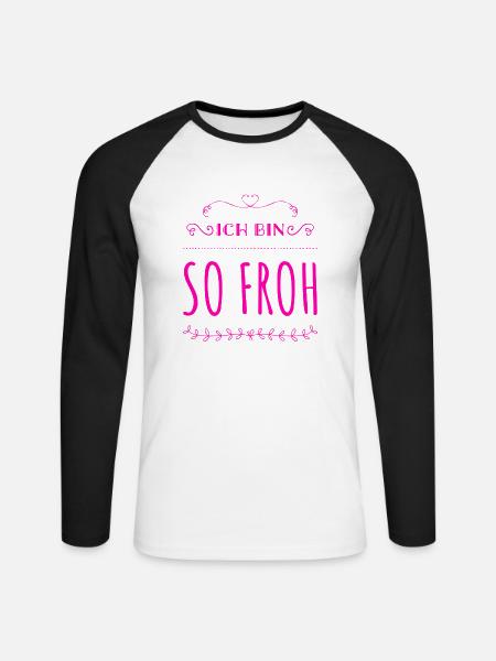 ich bin so glücklich - Unisex Baseballshirt langarm - Weiß/Schwarz