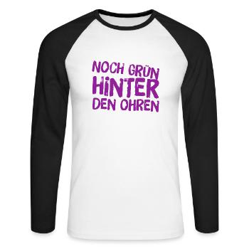 noch grün hinter den Ohren - Unisex Baseballshirt langarm - Weiß/Schwarz - Vorne - Nik (191cm)