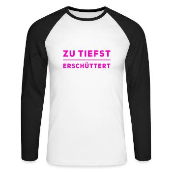 das hat mich tief getroffen - Unisex Baseballshirt langarm - Weiß/Schwarz - Vorne - Nik (191cm)