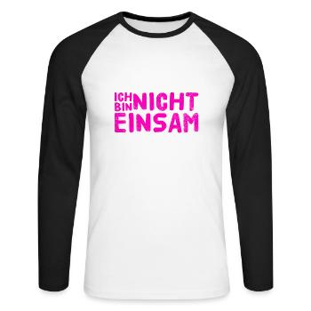 nie wieder einsam - Unisex Baseballshirt langarm - Weiß/Schwarz - Vorne - Nik (191cm)