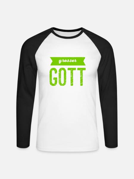 großer Gott - Unisex Baseballshirt langarm - Weiß/Schwarz