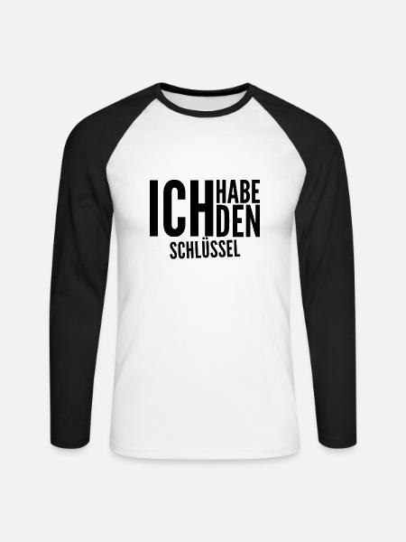 ich habe einen Schlüssel - Unisex Baseballshirt langarm - Weiß/Schwarz
