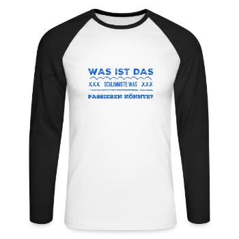 bleib optimistisch - Unisex Baseballshirt langarm - Weiß/Schwarz - Vorne - Nik (191cm)