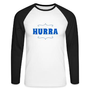Hurra - Unisex Baseballshirt langarm - Weiß/Schwarz - Vorne - Nik (191cm)
