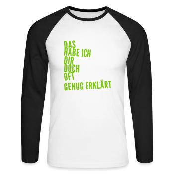 keinen Bock mehr - Unisex Baseballshirt langarm - Weiß/Schwarz - Vorne - Nik (191cm)