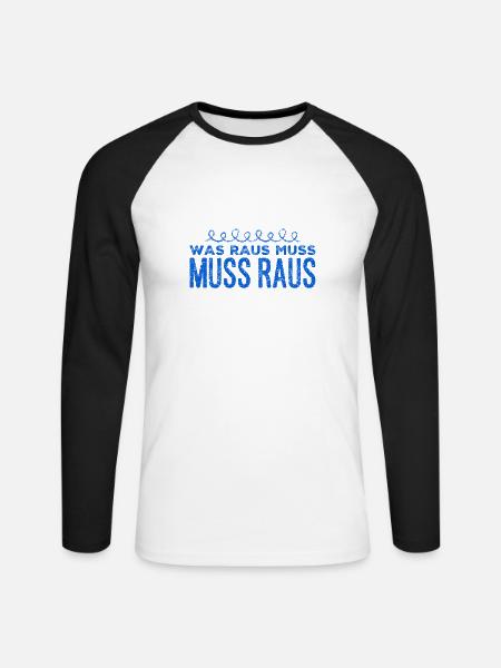 da muss was raus - Unisex Baseballshirt langarm - Weiß/Schwarz