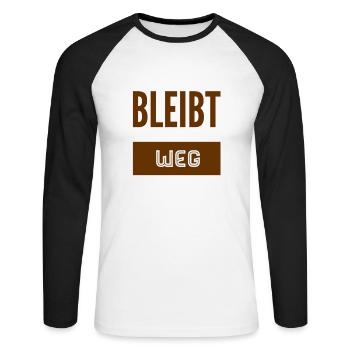 bitte halten sie Abstand - Unisex Baseballshirt langarm - Weiß/Schwarz - Vorne - Nik (191cm)