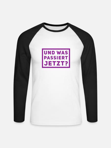 was jetzt wohl kommt? - Unisex Baseballshirt langarm - Weiß/Schwarz