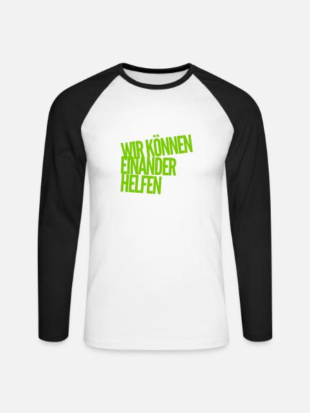 unterstützen wir uns - Unisex Baseballshirt langarm - Weiß/Schwarz