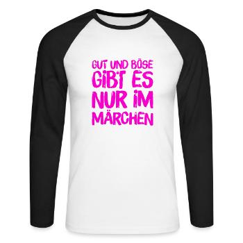 gut und böse gibt es nur im Märchen - Unisex Baseballshirt langarm - Weiß/Schwarz - Vorne - Nik (191cm)
