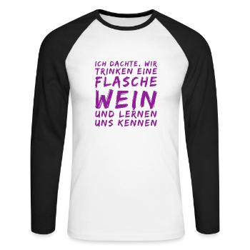 ich möchte dich kennenlernen - Unisex Baseballshirt langarm - Weiß/Schwarz - Vorne - Nik (191cm)
