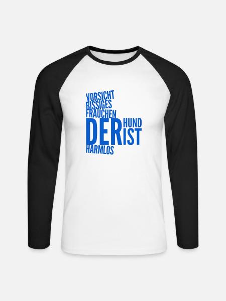 Vorsicht, bissiges Frauchen - Unisex Baseballshirt langarm - Weiß/Schwarz