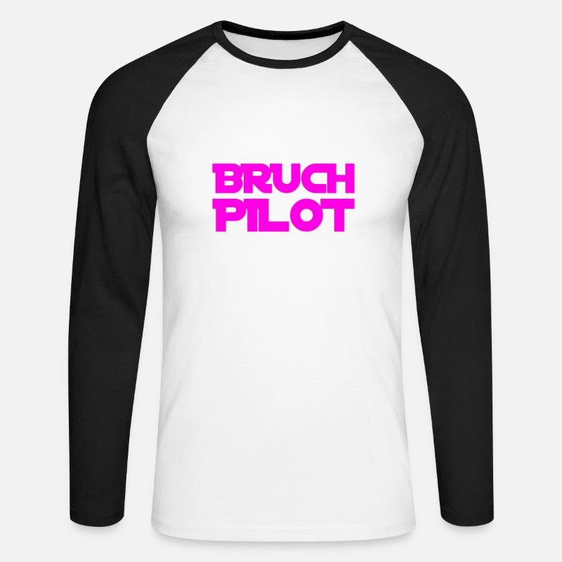 mal wieder ein Bruchpilot - Unisex Baseballshirt langarm - Weiß/Schwarz