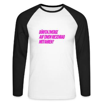 darf man das? - Unisex Baseballshirt langarm - Weiß/Schwarz - Vorne - Nik (191cm)