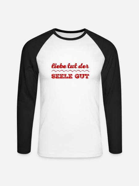 die Seele will Liebe - Unisex Baseballshirt langarm - Weiß/Schwarz